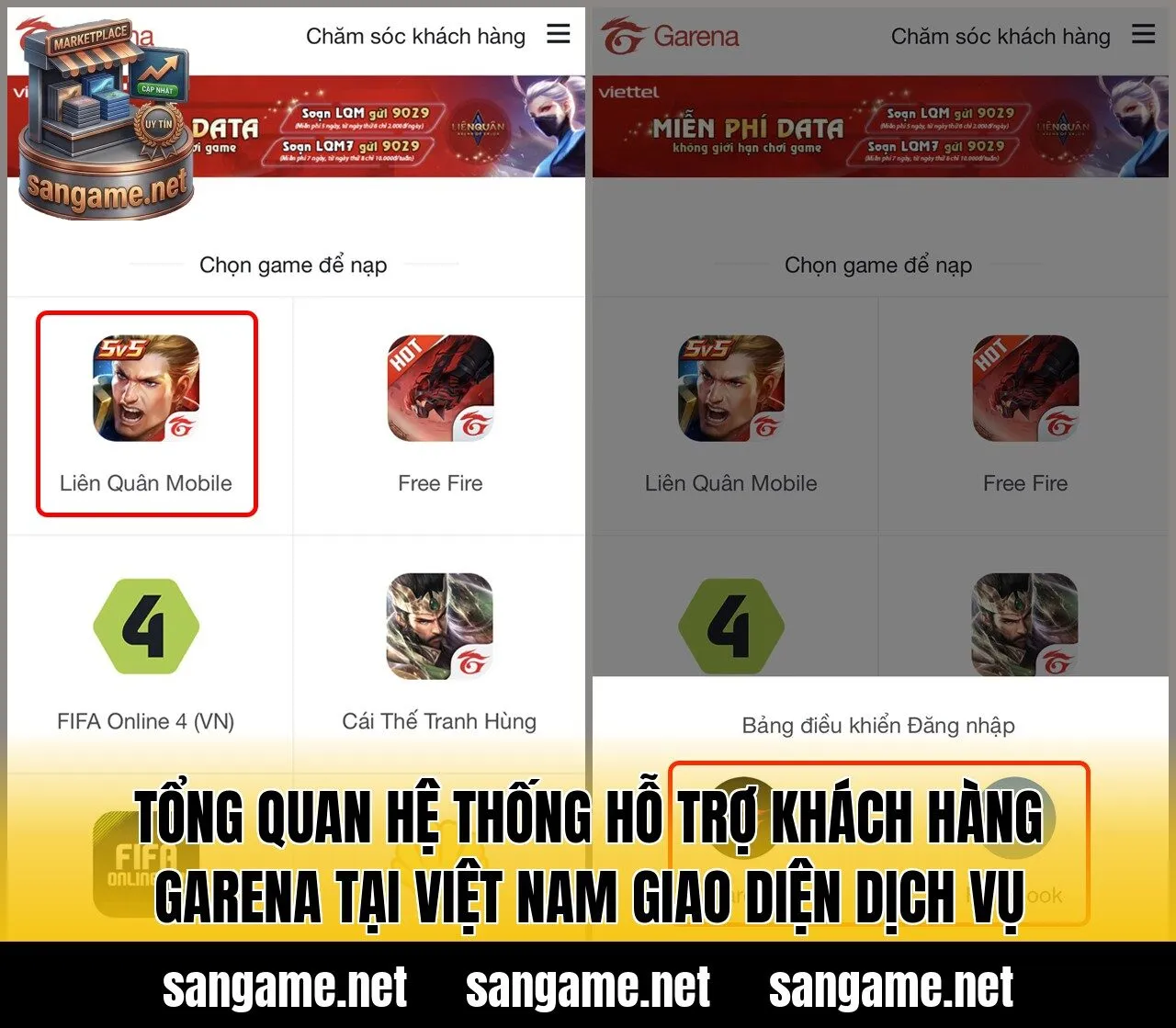 Tổng quan hệ thống hỗ trợ khách hàng Garena tại Việt Nam giao diện dịch vụ
