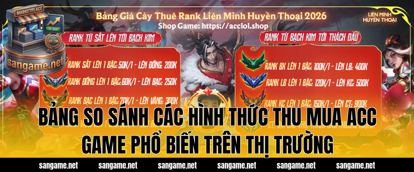Bảng so sánh các hình thức thu mua acc game phổ biến trên thị trường