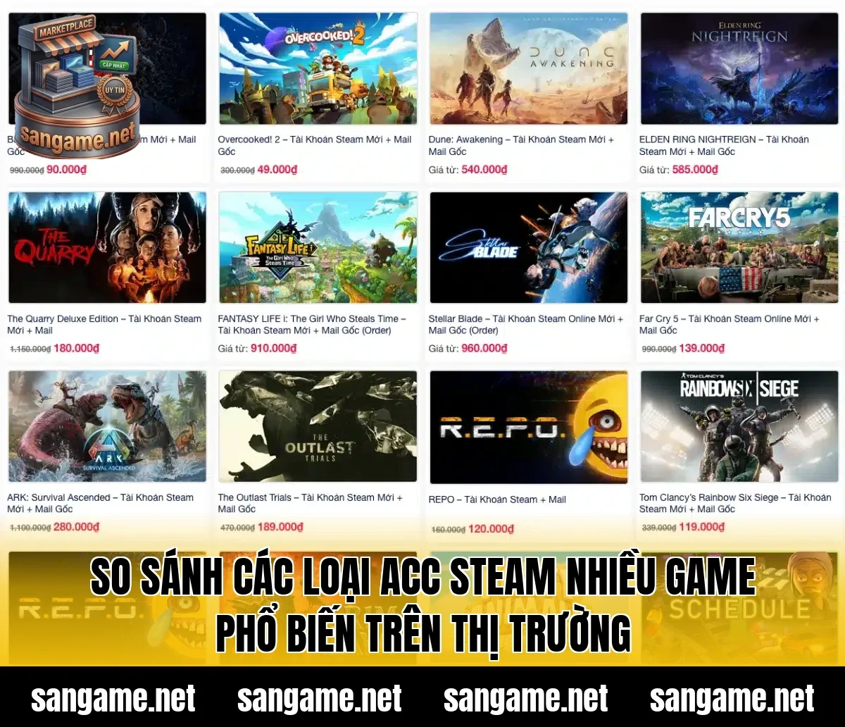 So sánh các loại acc Steam nhiều game phổ biến trên thị trường