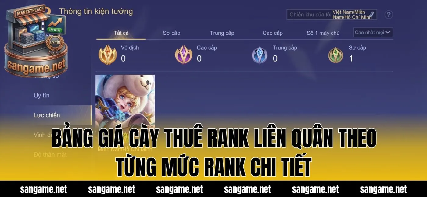 Bảng giá cày thuê rank Liên Quân theo từng mức rank chi tiết